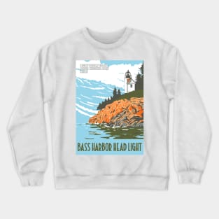 WPA Poster of Bass Harbor Head Light in Mount Desert Island, Acadia National Park, Maine Crewneck Sweatshirt